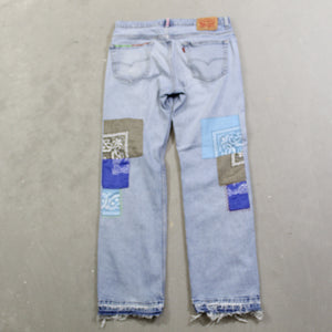 D- HOM Bandana Patches Reworked Levi's 569 33x32 Jeans