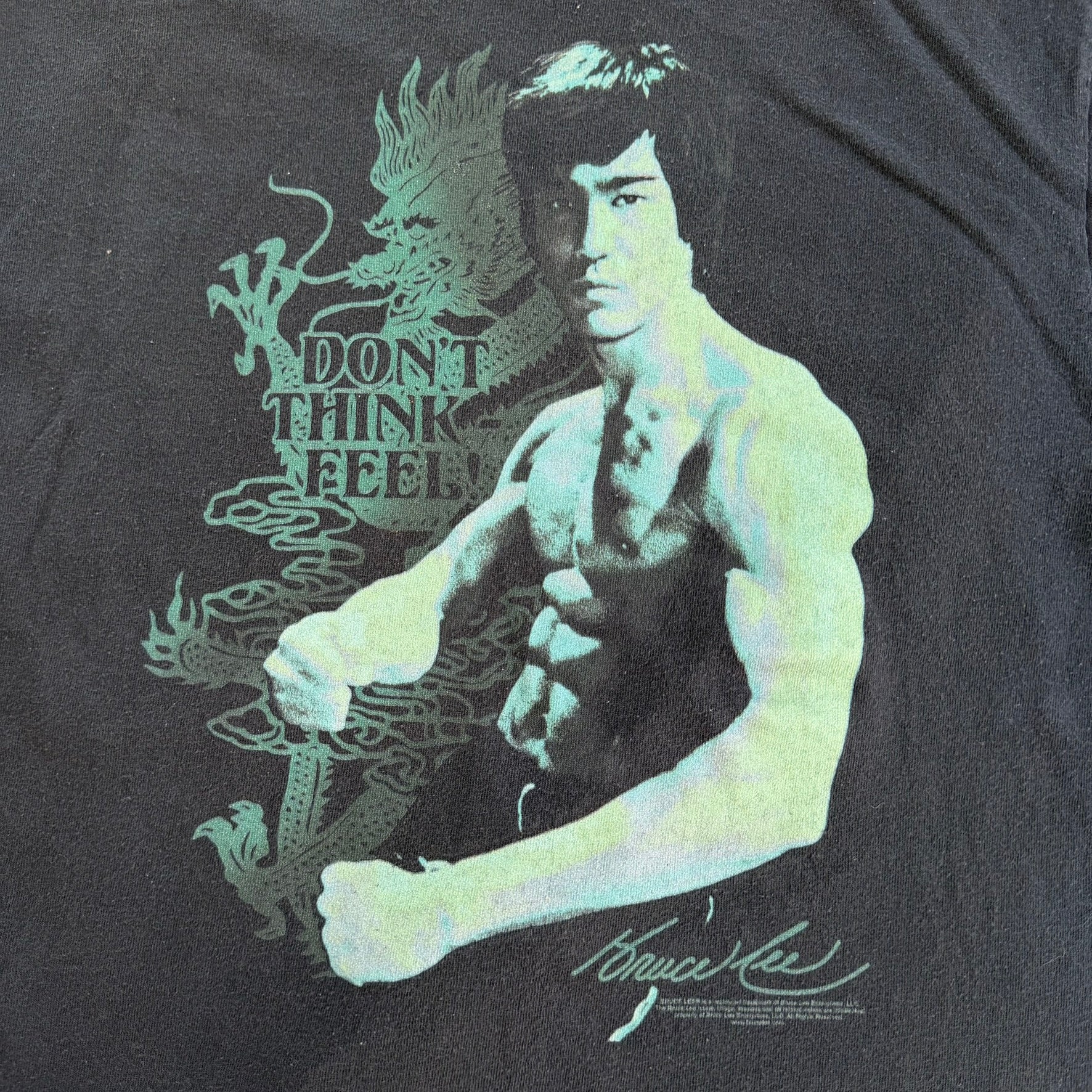 J- Vintage Bruce Lee Don't Think - Feel! Picture Graphic Tee - L