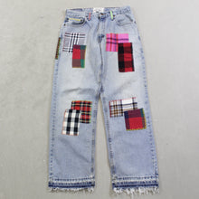 Load image into Gallery viewer, D- HOM Plaid Patches Reworked Levi&#39;s Strauss Signature 29x30 Jeans
