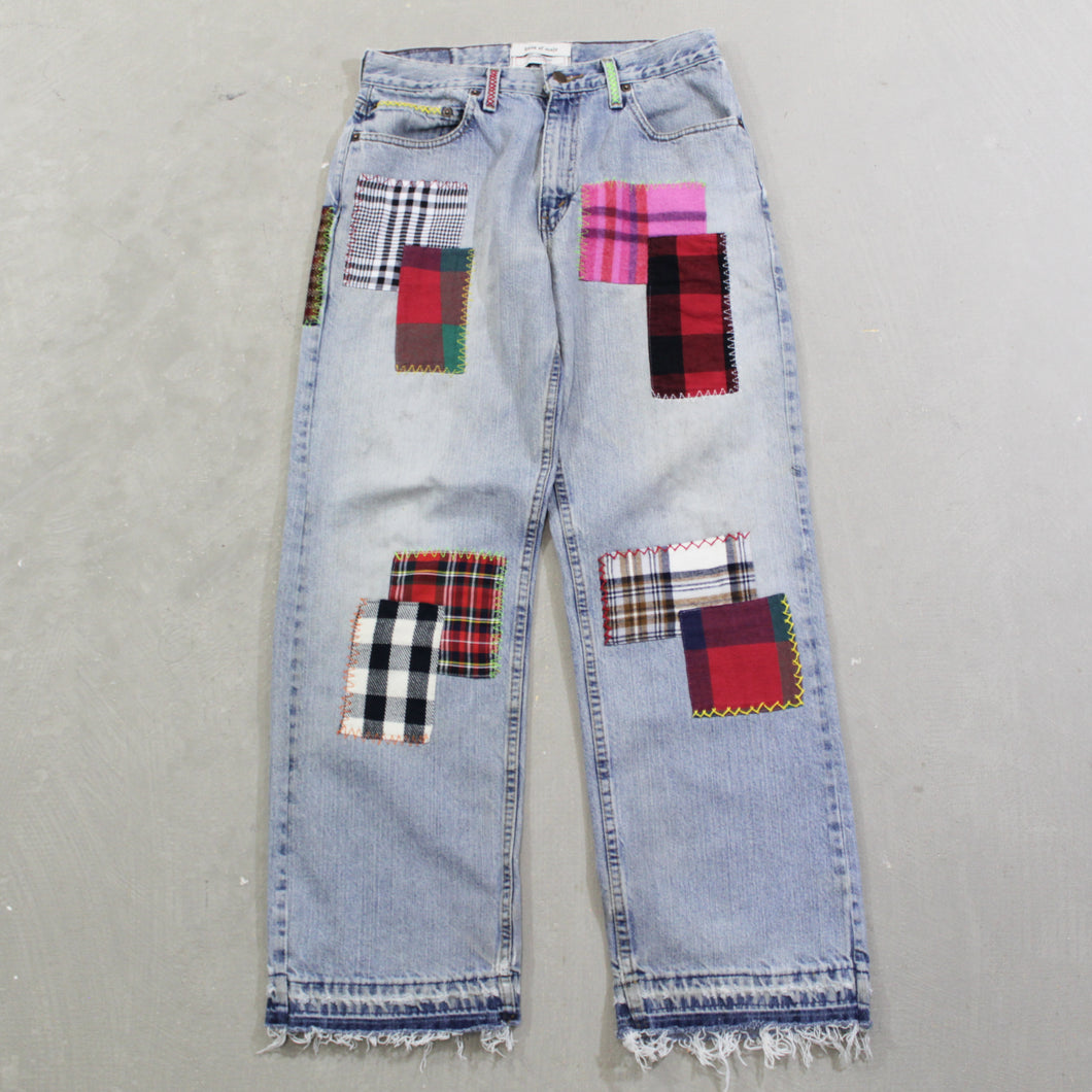 D- HOM Plaid Patches Reworked Levi's Strauss Signature 29x30 Jeans