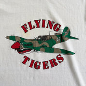 J- Vintage Flying Tigers Squadron Fighter Plane Graphic Made In USA Single Stitch Tee - XL