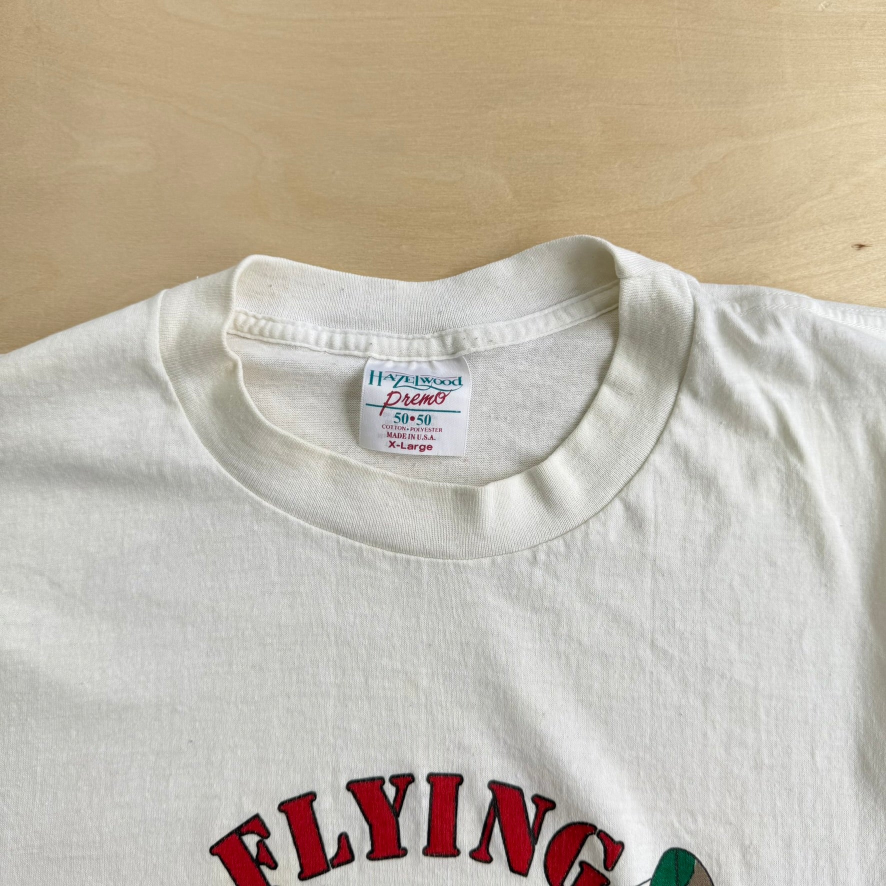 J- Vintage Flying Tigers Squadron Fighter Plane Graphic Made In USA Single Stitch Tee - XL