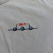 J- Vintage SR-71 Blackbird Stealth Bomber Embroidered Graphic Single Stitch Henley Tee - XL