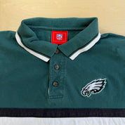 J- Vintage Philadelphia Eagles NFL Embroidered Logo Long Sleeve Rugby Shirt - XL