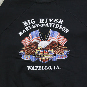 D- Vintage 1990 Harley Davidson 3D Emblem Wapello IA Crewneck