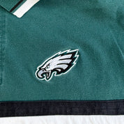 J- Vintage Philadelphia Eagles NFL Embroidered Logo Long Sleeve Rugby Shirt - XL