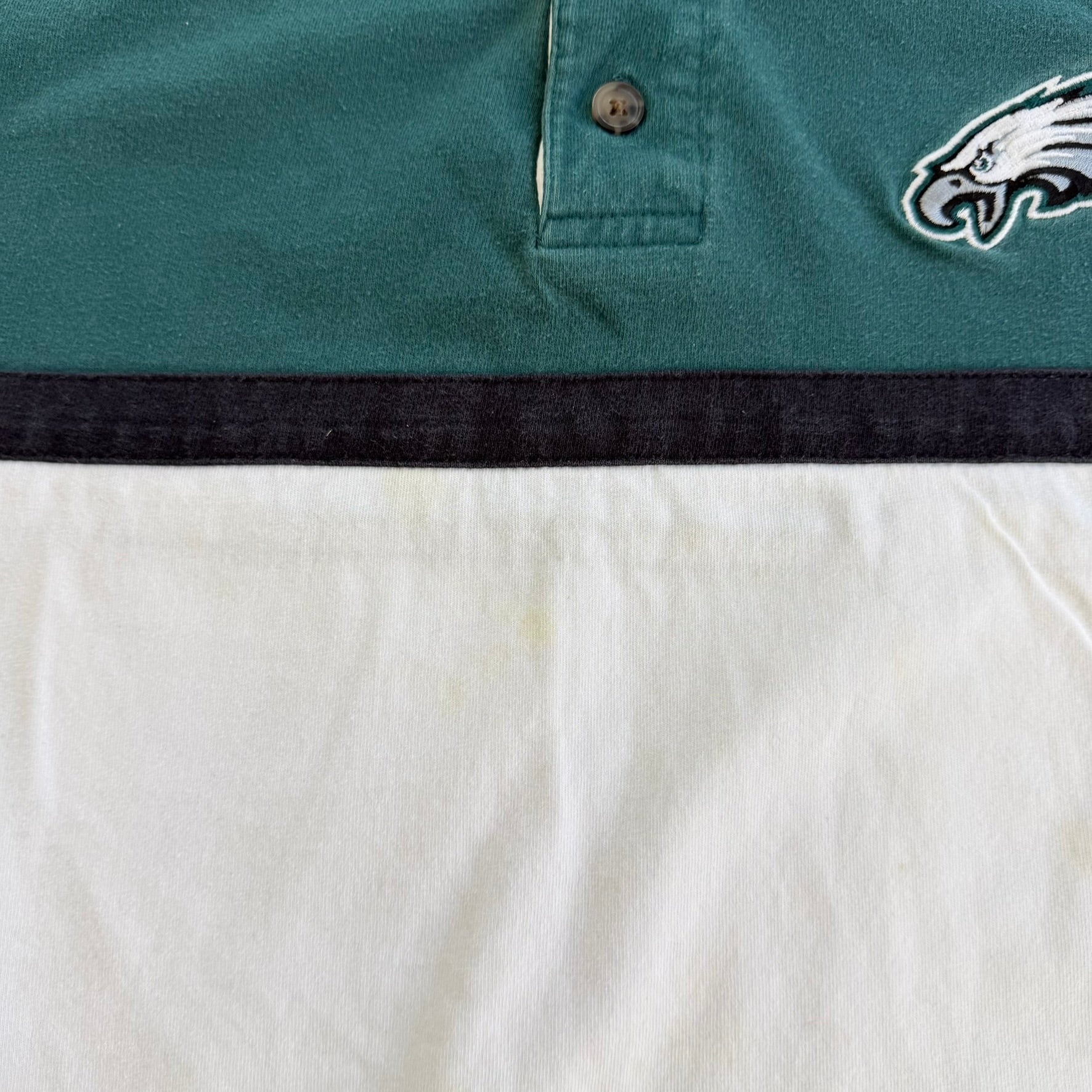 J- Vintage Philadelphia Eagles NFL Embroidered Logo Long Sleeve Rugby Shirt - XL