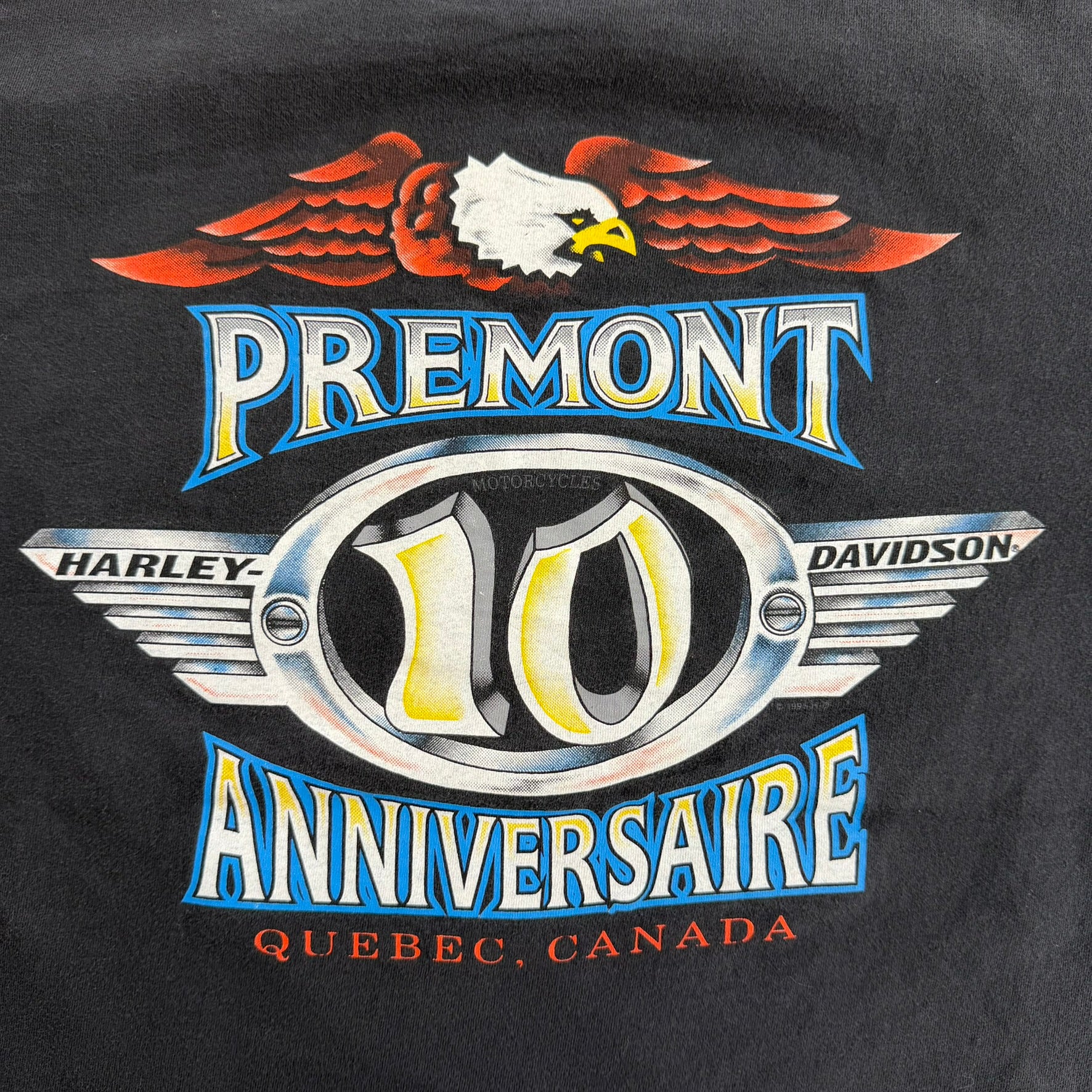 J- Vintage '95 Harley Davidson Quebec Canada Made In USA Single Stitch Tee - L