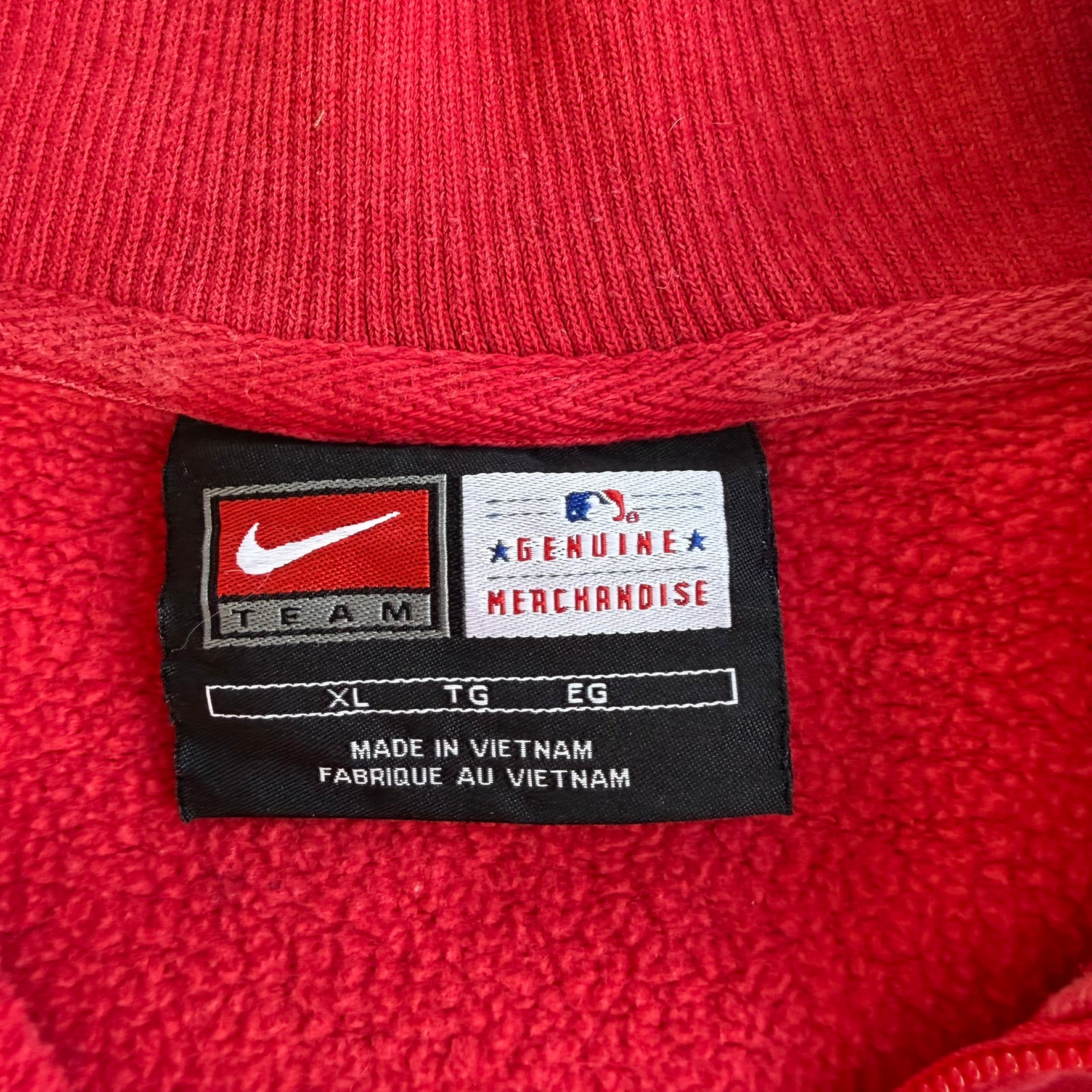 J- Vintage Nike Team Boston Red Sox MLB Embroidered Logo Quarter Zip Crewneck - XL