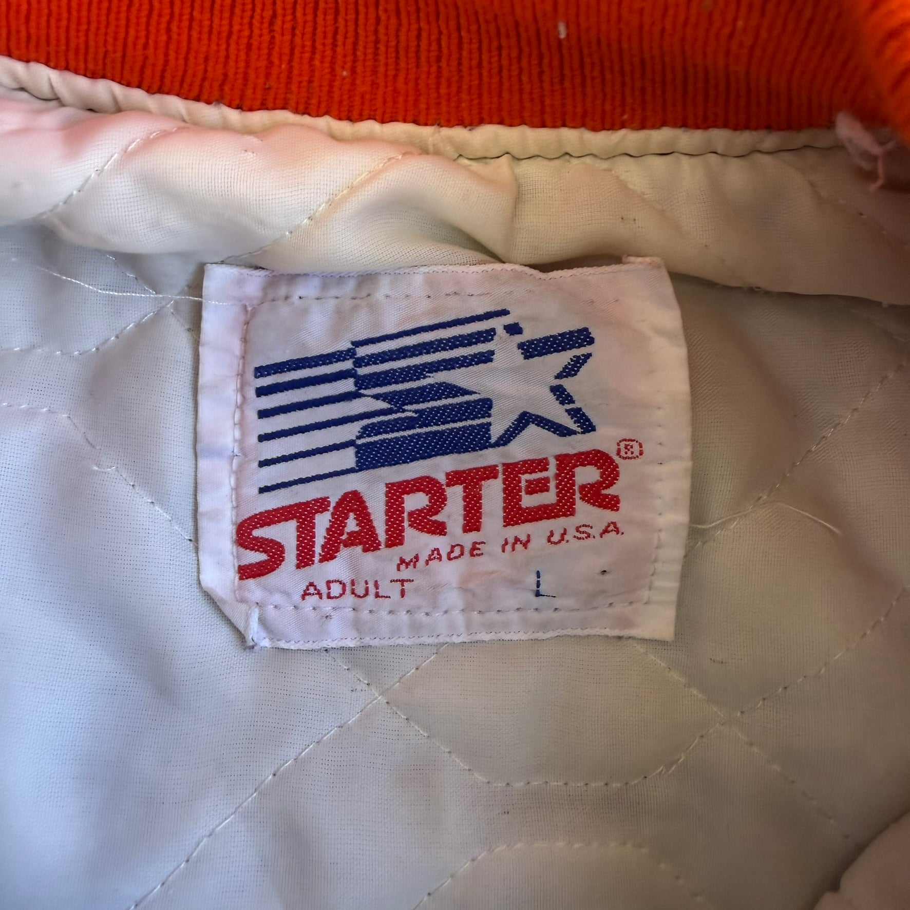 J- Vintage Starter Syracuse University Embroidered Text Made In USA Satin Bomber Jacket - L