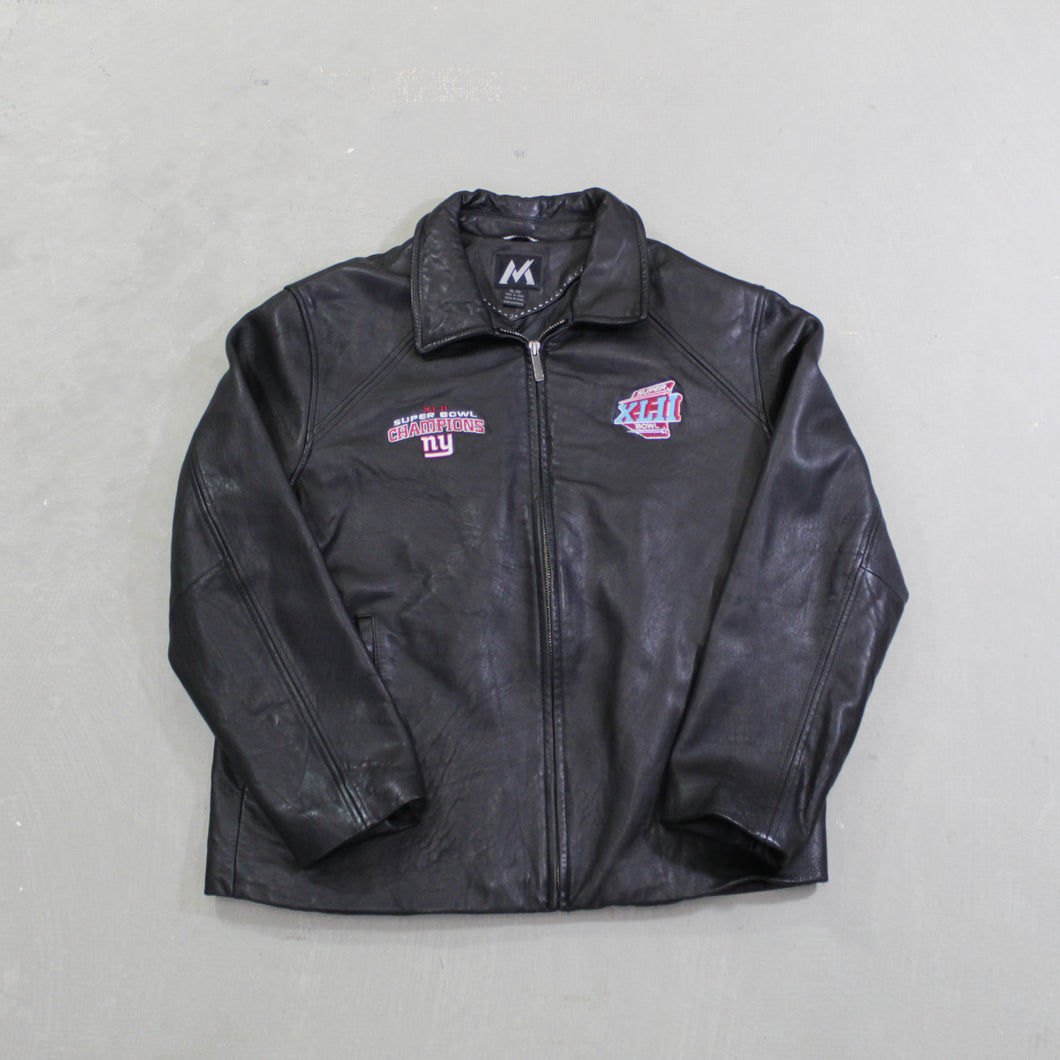 D- 2008 New York Giants NFL Super Bowl 42 Leather Jacket