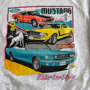 J- Vintage 90s Ford Mustang Ride In Style Graphic Made In USA Crewneck - L