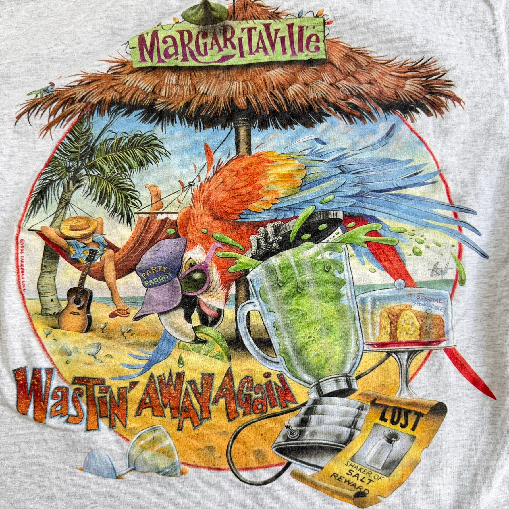 J- Vintage '96 Margaritaville Blew Out My Flippers Graphic Made In USA Single Stitch Tee - XL