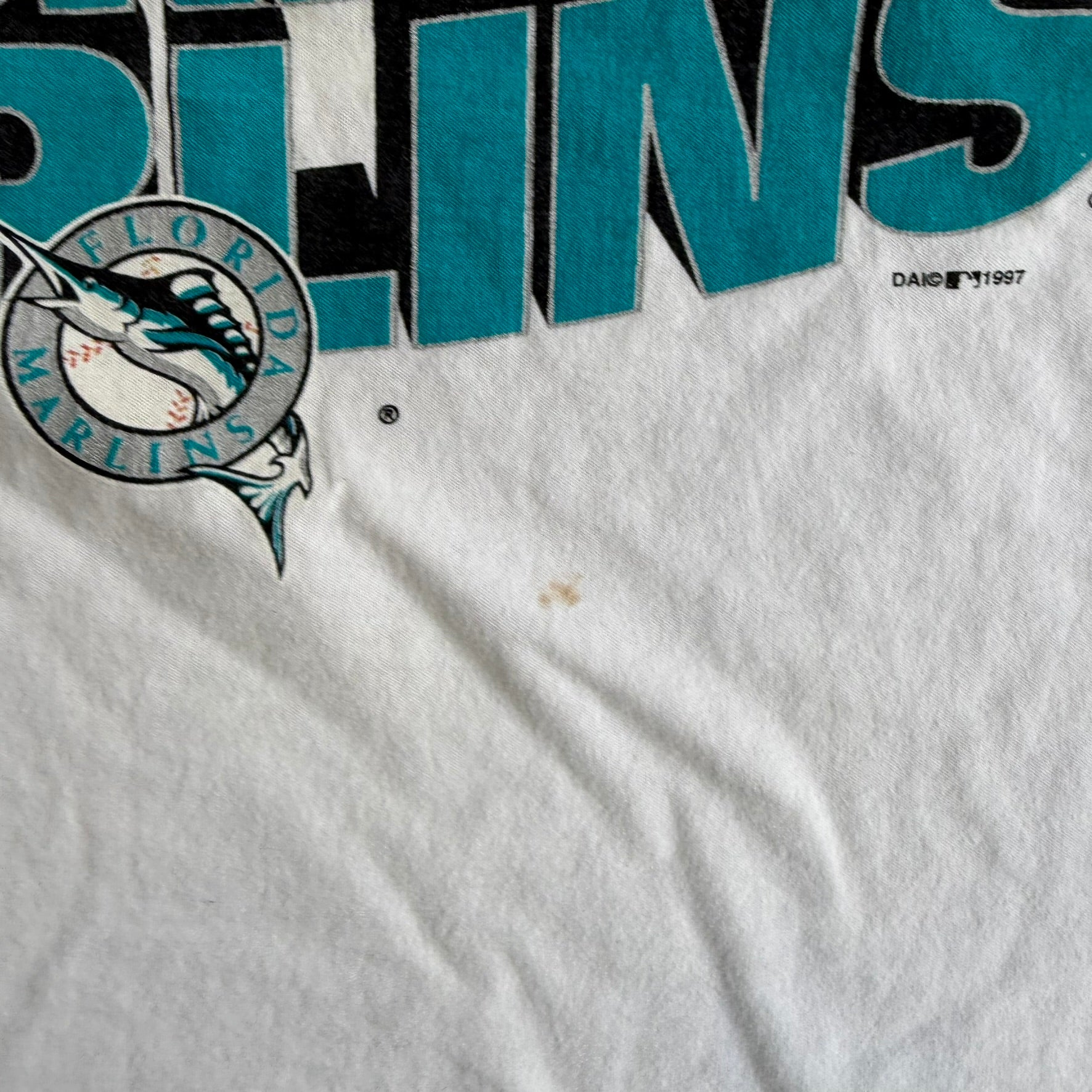 J- Vintage '97 Florida Marlins MLB World Series Champions Single Stitch Tee - XL