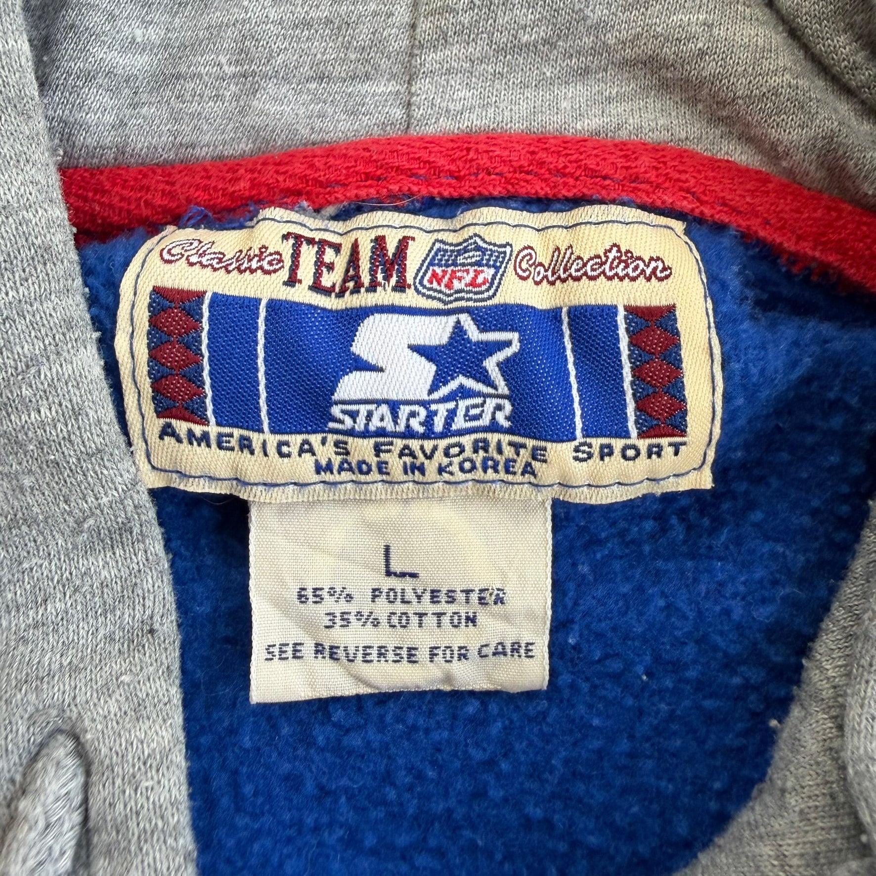 J- Vintage New York Giants NFL Starter Embroidered Text Hoodie - L