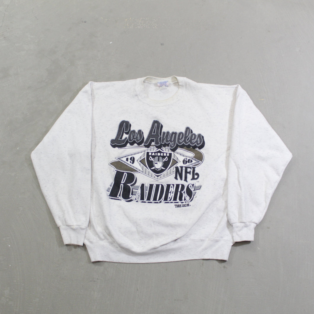 D- Vintage Los Angeles Raiders NFL Trench Text & Logo Crewneck