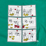 F- Vintage Farm Cow & Chickens Graphic Single Stitch Tee