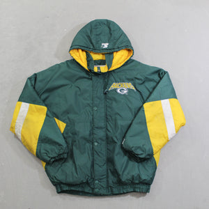 D- Vintage Green Bay Packers NFL Starter Hooded Winter Jacket