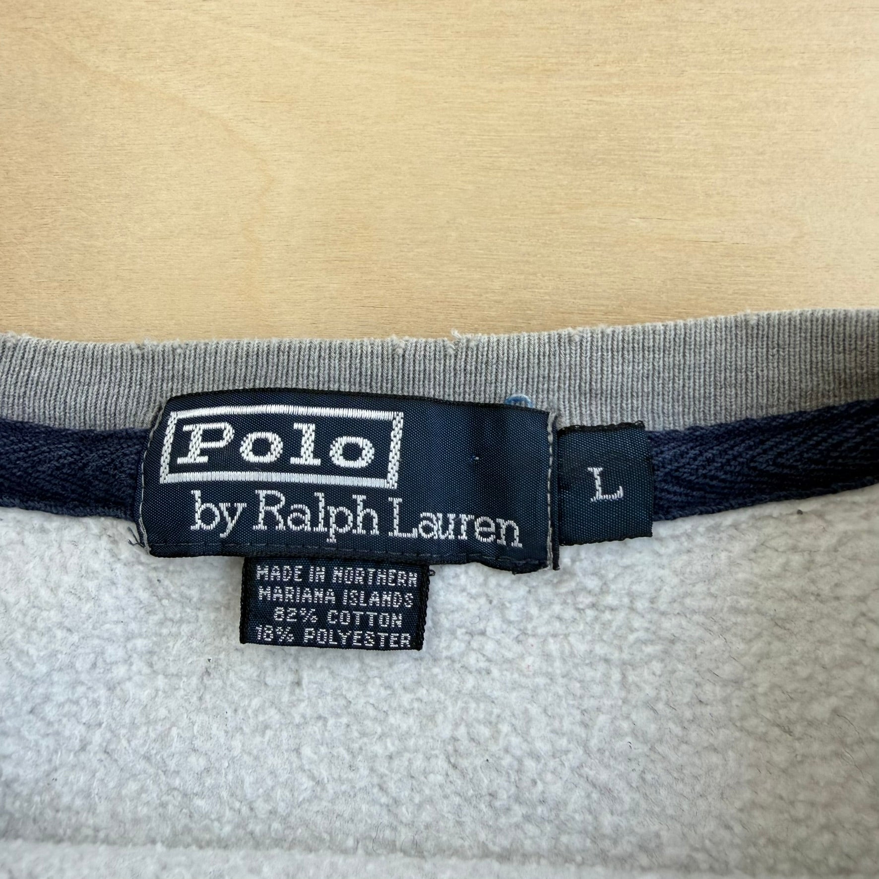J- Vintage Polo RL Embroidered Logo Grey Crewneck - L