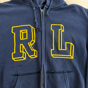 J- Vintage Polo Jeans RL Embroidered Logo Zip Up Hoodie - M