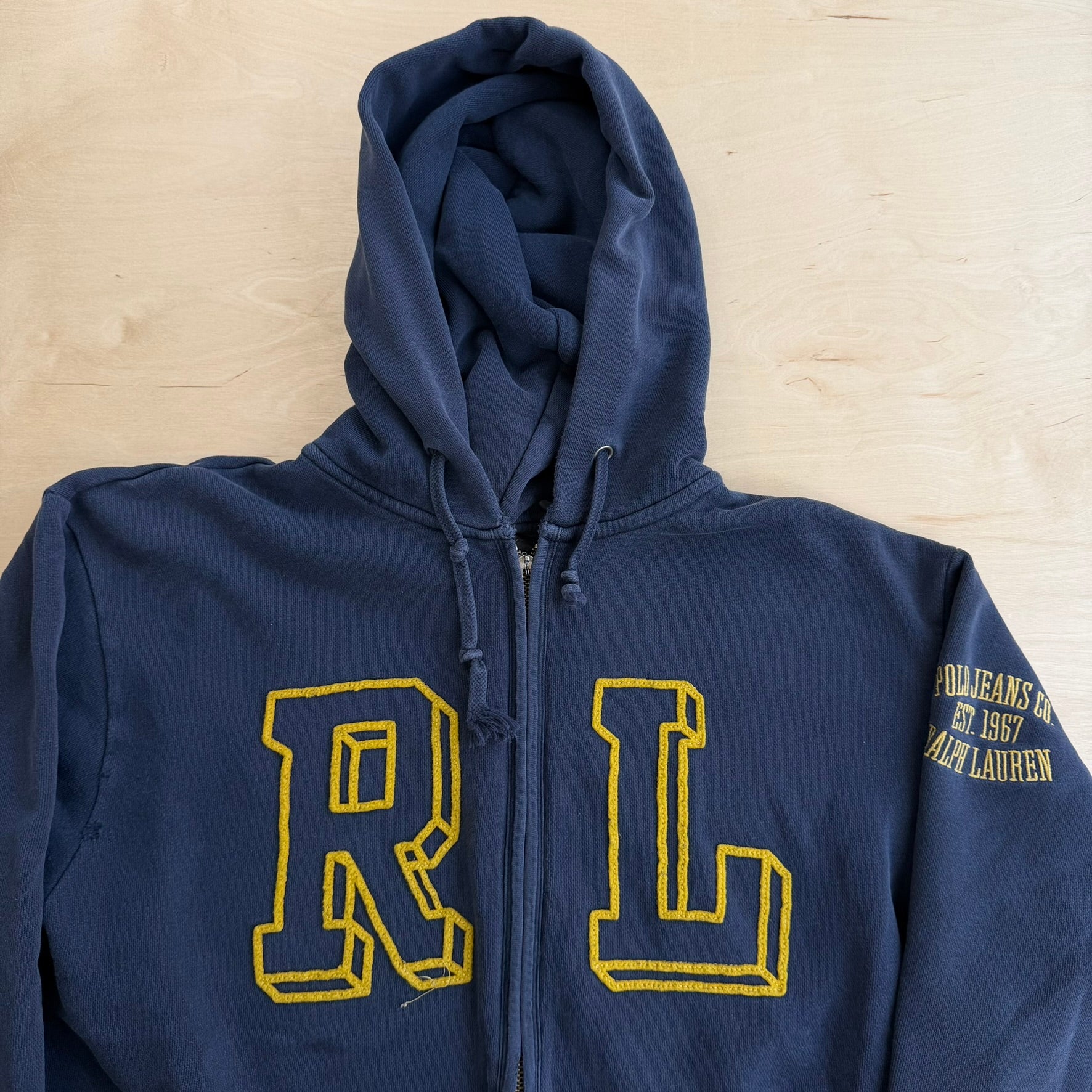 J- Vintage Polo Jeans RL Embroidered Logo Zip Up Hoodie - M