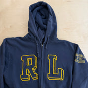 J- Vintage Polo Jeans RL Embroidered Logo Zip Up Hoodie - M