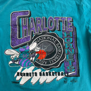 J- Vintage Charlotte Hornets NBA Graphic & Text Made In USA Single Stitch Tee - L