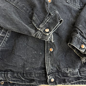 J- Vintage 90s Coca Cola Embroidered Logo Black Denim Jacket - XL