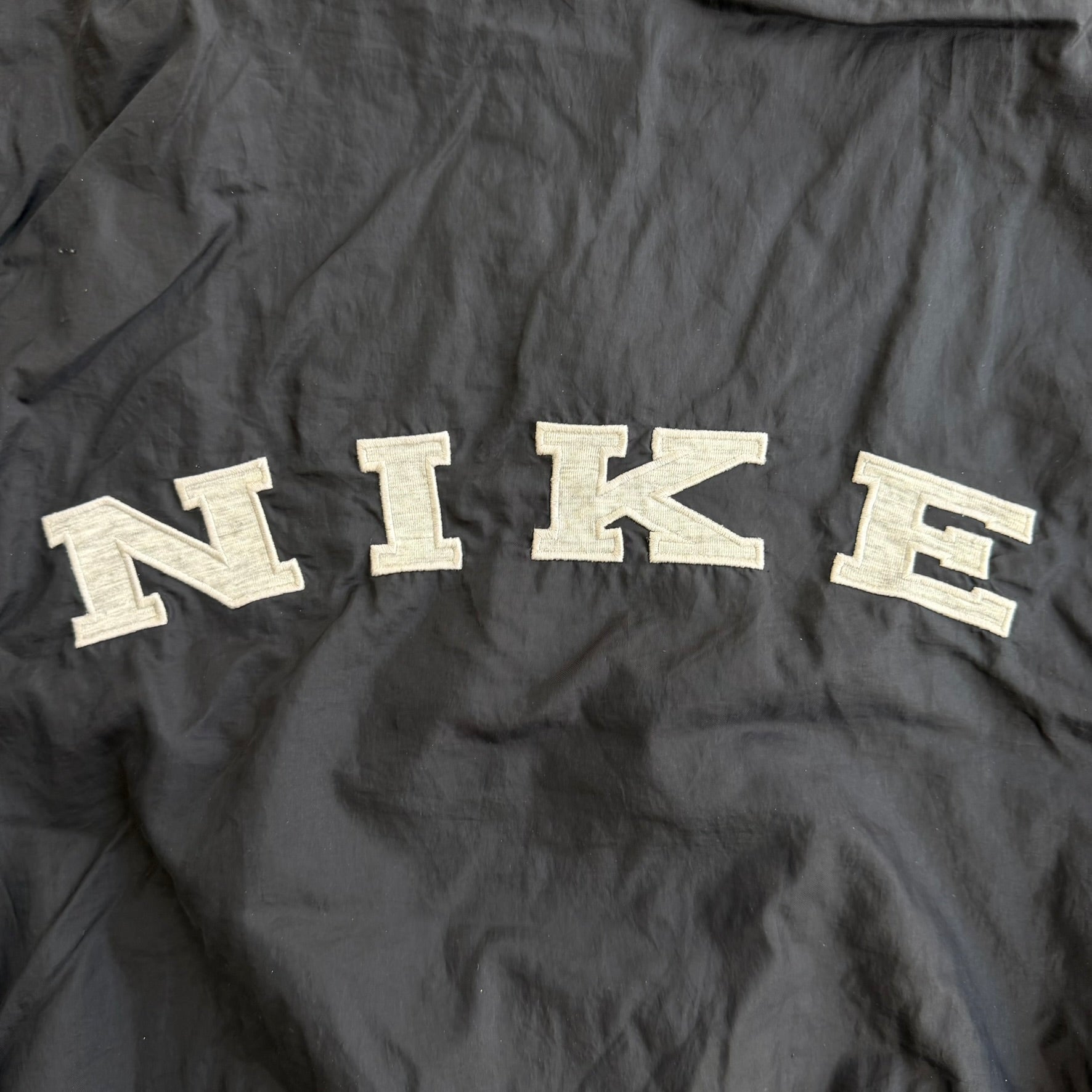 J- Vintage 90s Nike Embroidered Swoosh & Text Hooded Bomber Jacket - M
