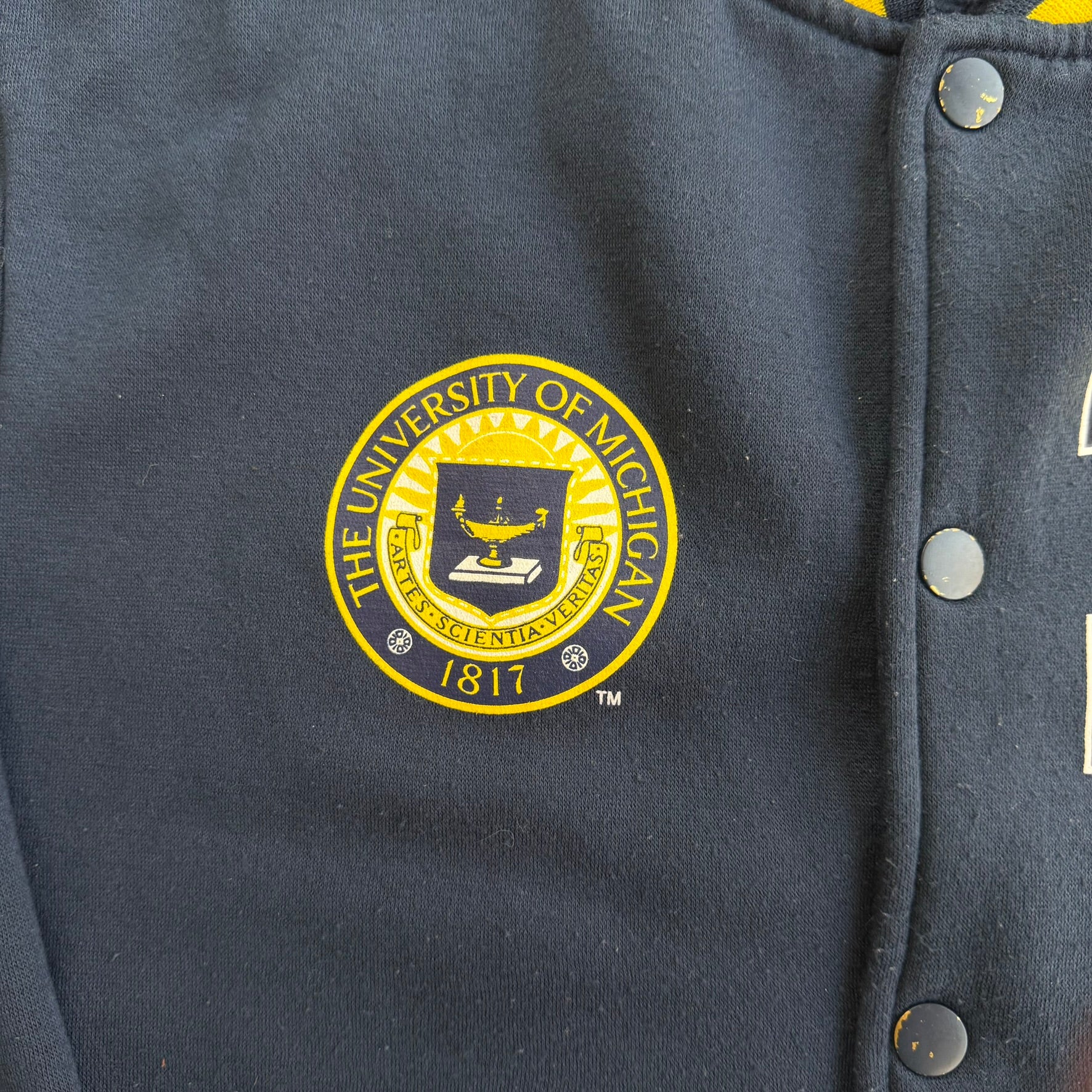 J- Vintage University Of Michigan Logo & Seal Bomber Jacket - L