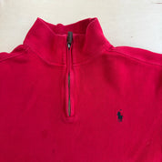 J- Vintage Polo RL Embroidered Logo Quarter Zip Knit Sweater - XL
