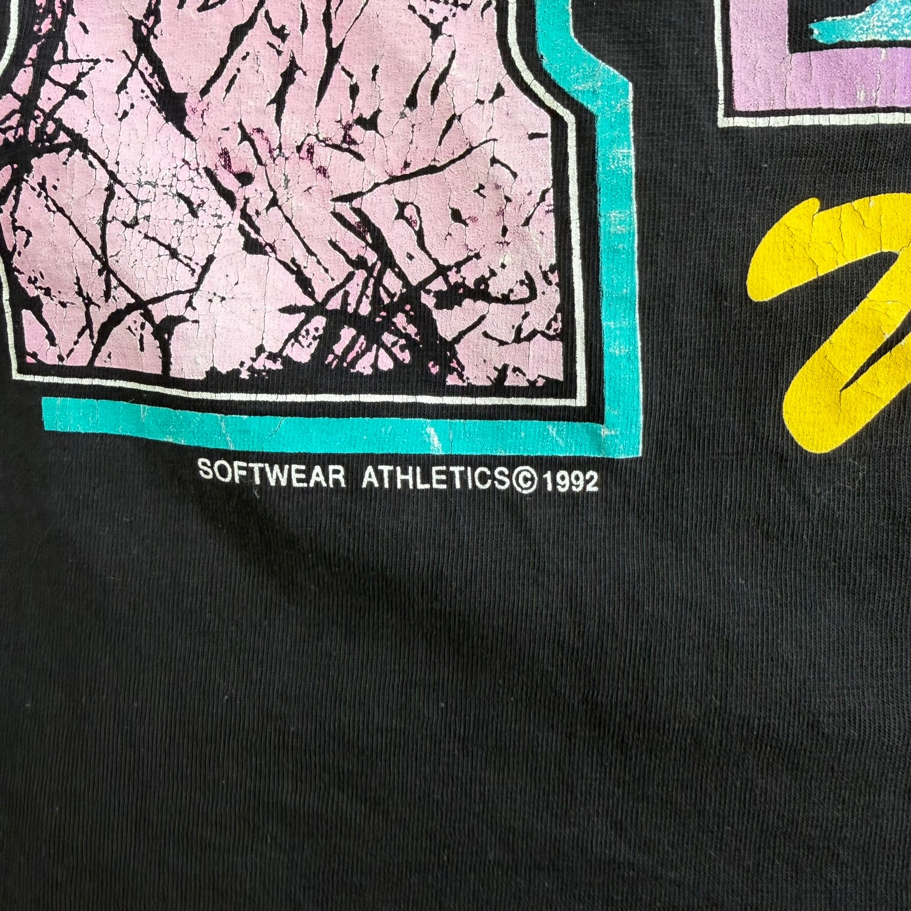 J- Vintage '92 Softwear Athletics Whistler Mountain Ski Graphic Single Stitch Double Sleeve Tee - S