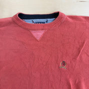 J- Vintage Tommy Hilfiger Embroidered Logo Orange Knit Sweater - XL