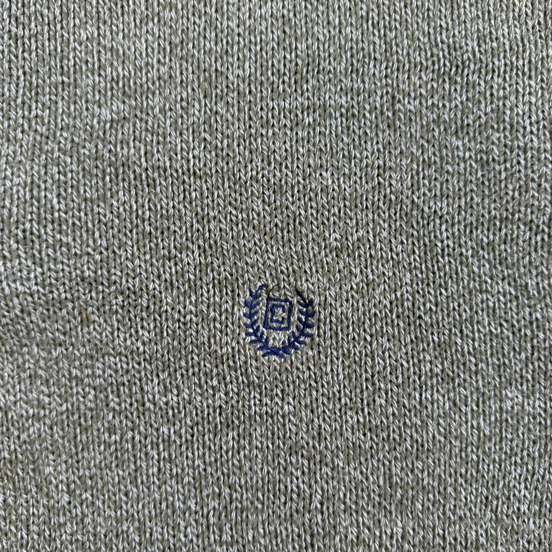 J- Vintage Chaps RL Embroidered Logo Olive Green Henley Knit Sweater - L