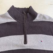 J- Vintage Tommy Hilfiger Embroidered Logo Quarter Zip Sweater - XL