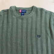 J- Vintage Chaps RL Embroidered Logo Sage Green Knit Sweater - L