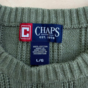 J- Vintage Chaps RL Embroidered Logo Sage Green Knit Sweater - L