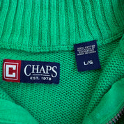 J- Vintage Chaps RL Embroidered Logo Quarter Zip Knit Sweater - L