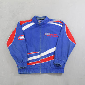 D- Vintage NHRA Winston Drag Racing Embroidered Text Jacket