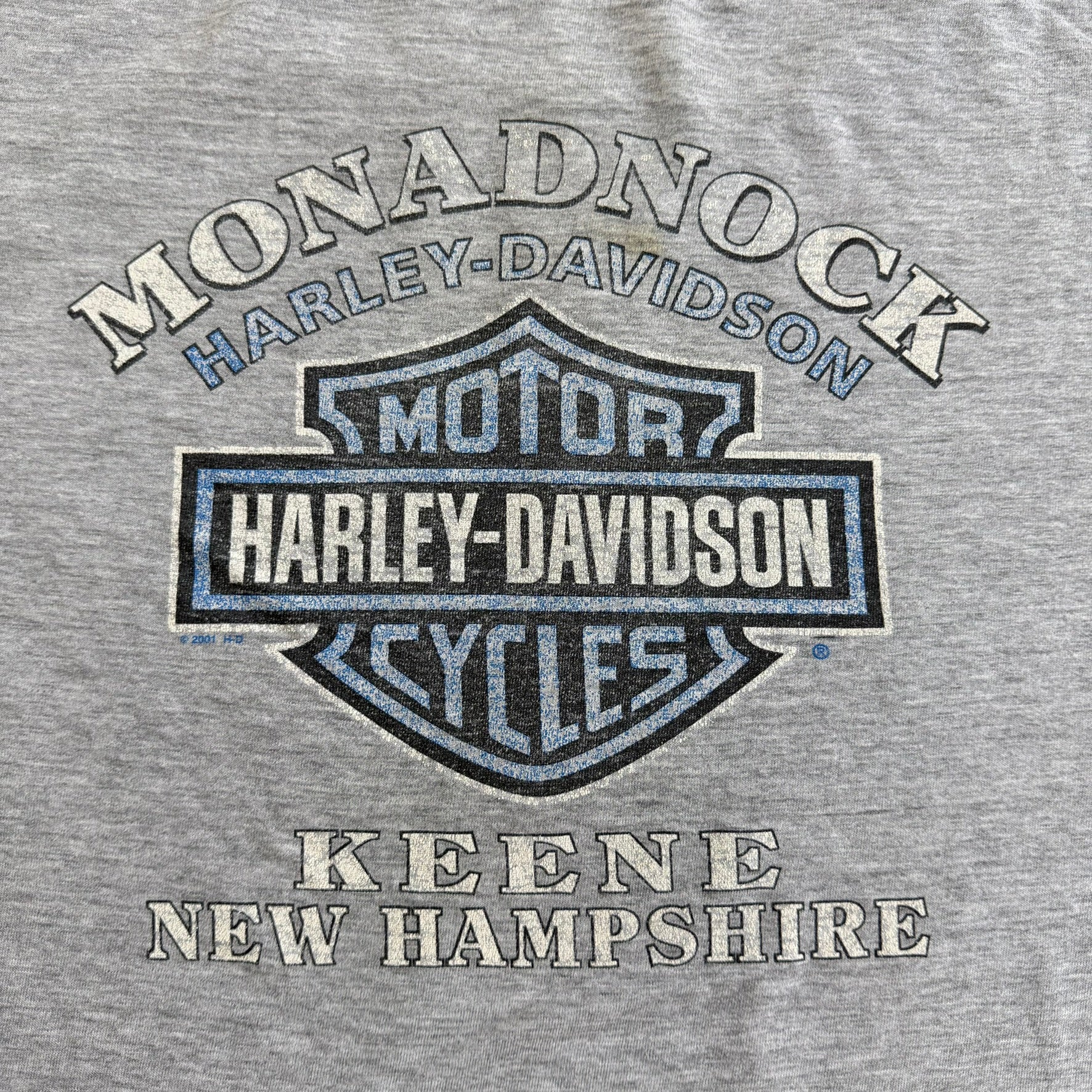 J- Vintage '01 Harley Davidson Keene New Hampshire Graphic Made In USA Long Sleeve Tee - L