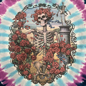 J- Vintage '95 The Grateful Dead Liquid Blue Graphic Skeleton Tie Dye Tee - L