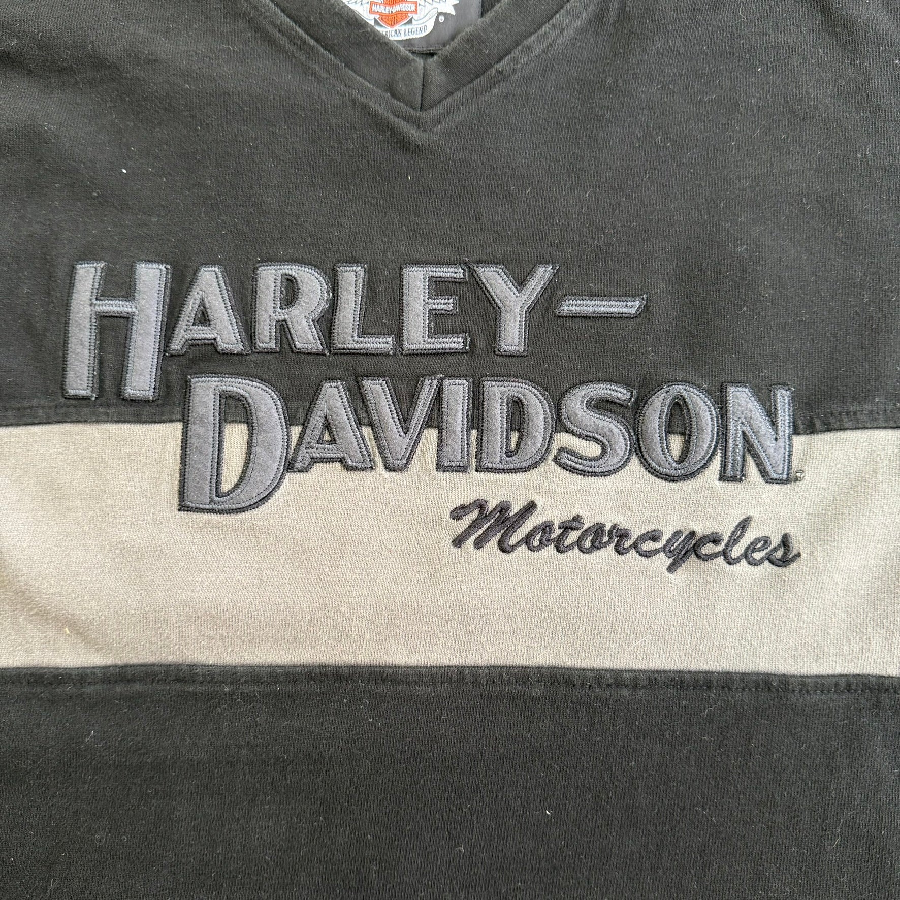 J- Vintage Harley Davidson Motorcycle Text Graphic Long Sleeve Tee - XL