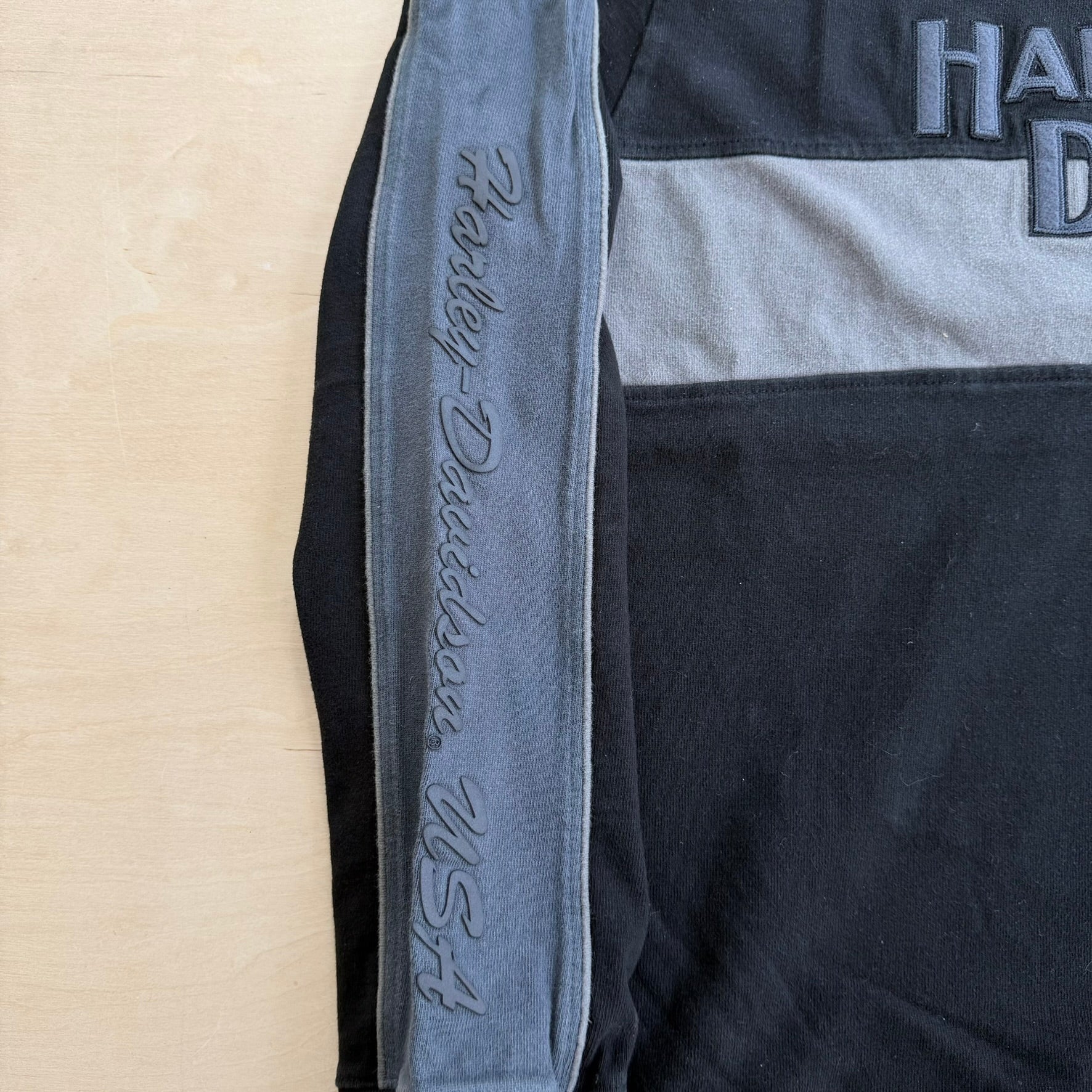 J- Vintage Harley Davidson Motorcycle Text Graphic Long Sleeve Tee - XL