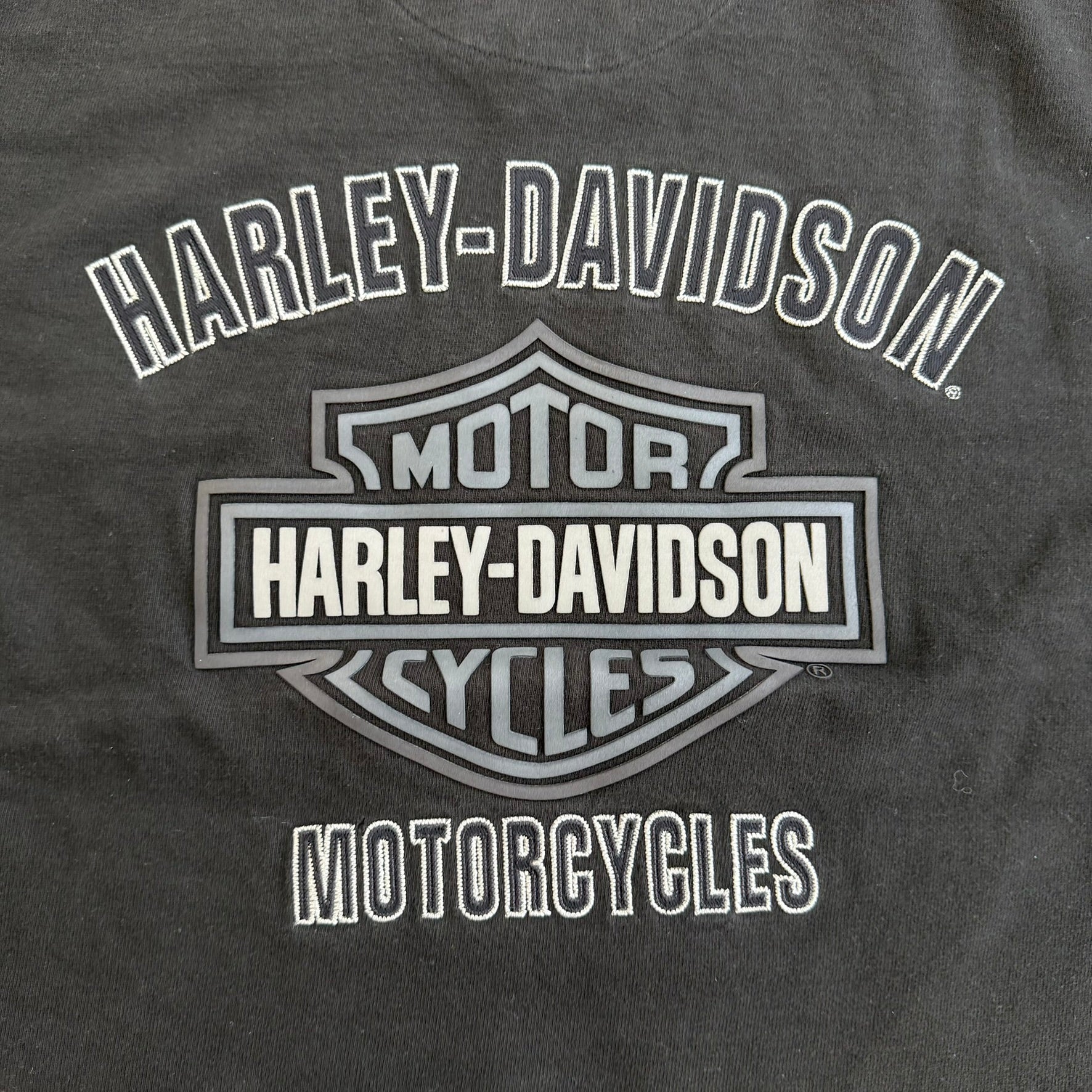 J- Vintage Harley Davidson Motorcycle Text Graphic Long Sleeve Tee - XL