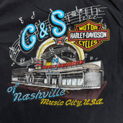 J- Vintage '95 Harley Davidson Nashville Graphic Made In USA Pocket Tee - L