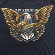 J- Vintage '95 Harley Davidson North Hampton V-Twin Tradition Graphic Single Stitch Tee - XL