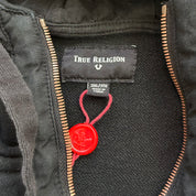 J- Vintage True Religion Heavy Zip Up Black Hoodie - 3XL