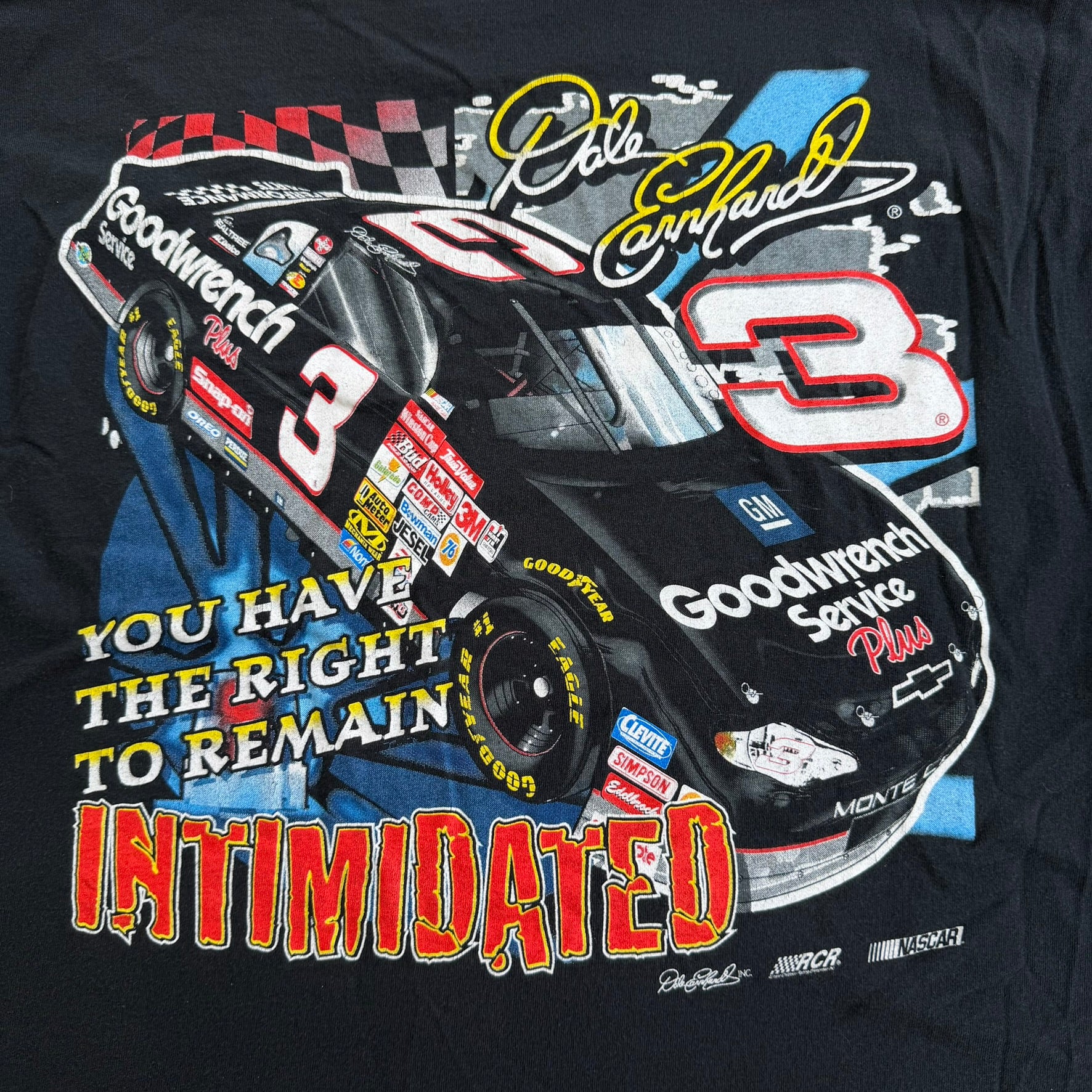J- Vintage Nascar Dale Earnhardt Intimidated Car Graphic Tee - L