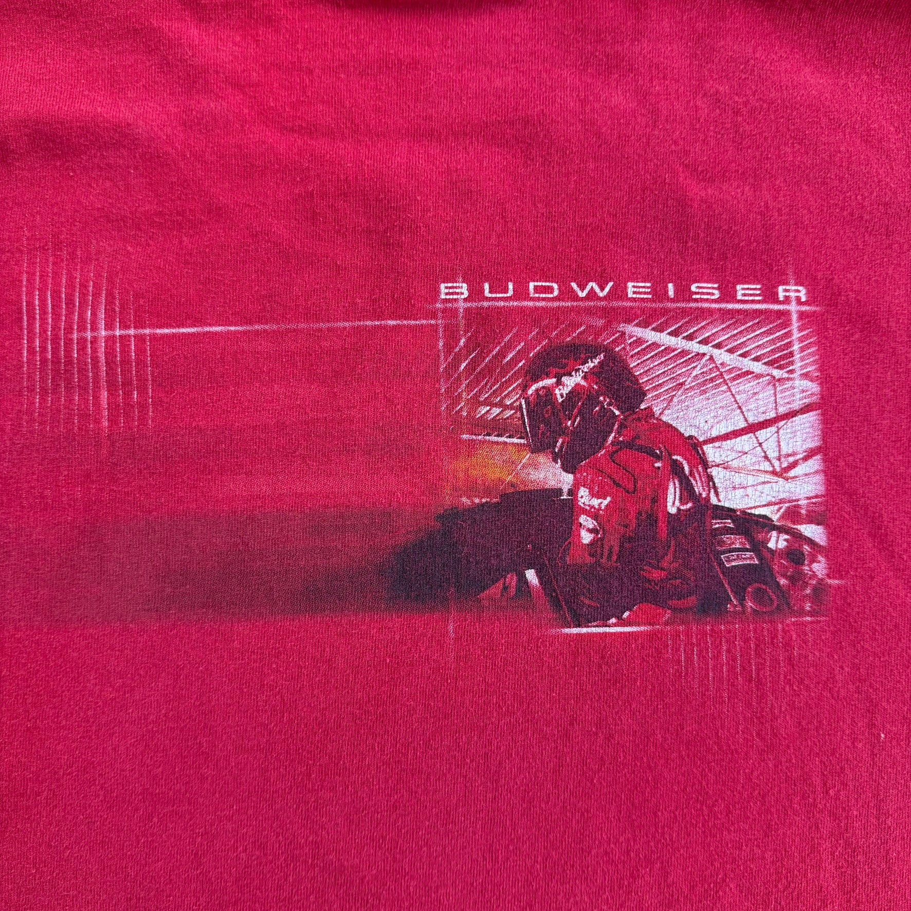 J- Vintage Nascar Dale Jr. Budweiser Picture & Text Graphic Tee - 2XL