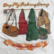 J- Vintage Wilderness Area Fly Fishing Camp Graphic Made In USA Single Stitch Tee - XL